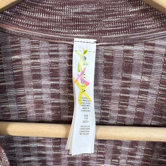 Athleta Revolve Cardigan Sweater Size XXS Mahogany Heather Ribbed Seamless Work - Picture 4 of 11